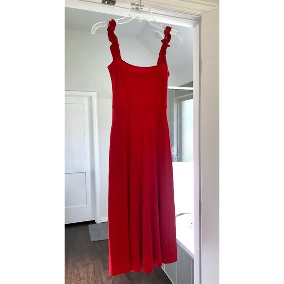 reformation eda ruffle strap dress